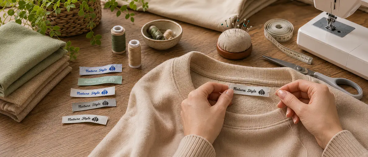 Een geweven katoenen label maakt het verschil: het geeft je creaties een hoogwaardige, natuurlijke uitstraling en zorgt voor een harmonieus geheel. Een geweven katoenen label maakt het verschil: het geeft je creaties een hoogwaardige, natuurlijke uitstraling en zorgt voor een harmonieus geheel.