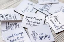Designer set met textiellabels 'spring love' van Unikati - Artikel-nr. 9103