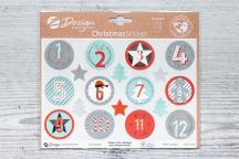 Ronde numerieke advent stickers met zilverreliëf - Artikel-nr. 9203