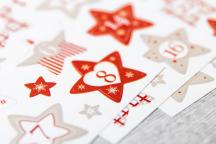Numerieke kerststickers 1 t/m 24 met steroptiek - Artikel-nr. 9204