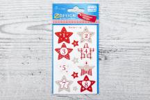 Numerieke kerststickers 1 t/m 24 met steroptiek - Artikel-nr. 9204