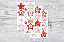 Numerieke kerststickers 1 t/m 24 met steroptiek - Artikel-nr. 9204