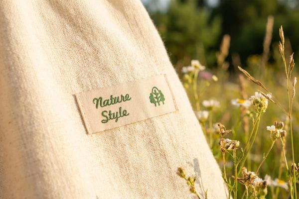 Natuurlijk katoenen label op stoffen tas