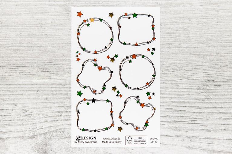 Beschrijfbare kerststickers met steroptiek (Artikel-nr. 9256)