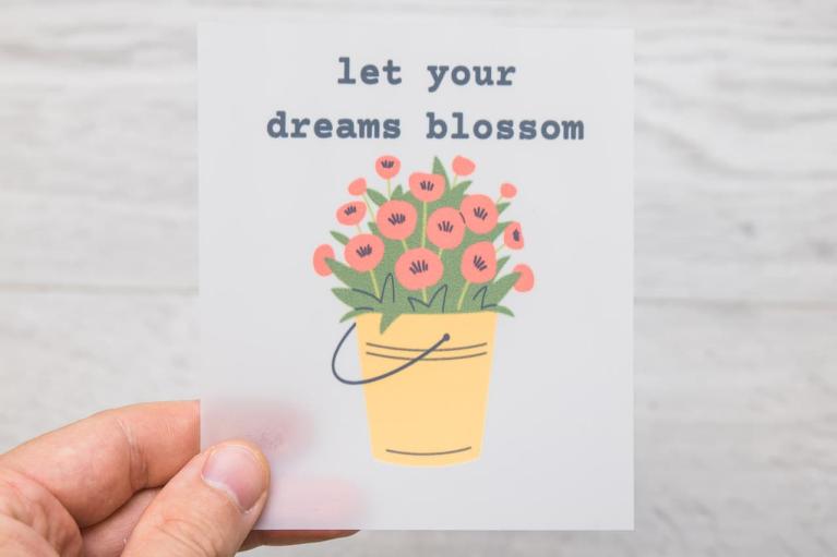 Designer-strijkapplicatie \"let your dreams blossom\" van Unikati – Bag Design (Artikel-nr. 9415)