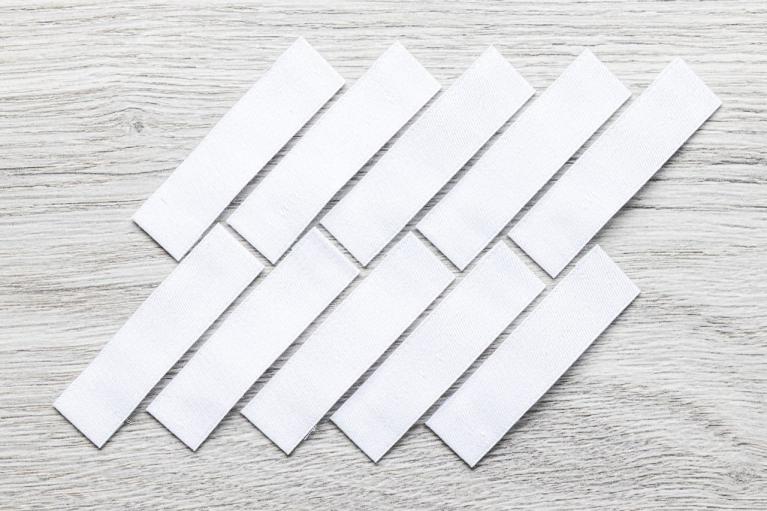 Witte blanco stoffen labels TEX38 om te stempelen (Artikel-nr. 2752)