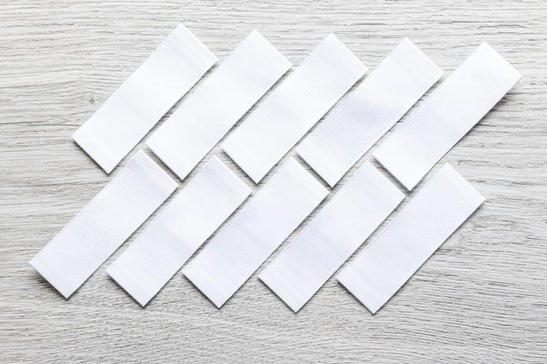 Witte blanco stoffen labels TEX59 om te stempelen (Artikel-nr. 2754)