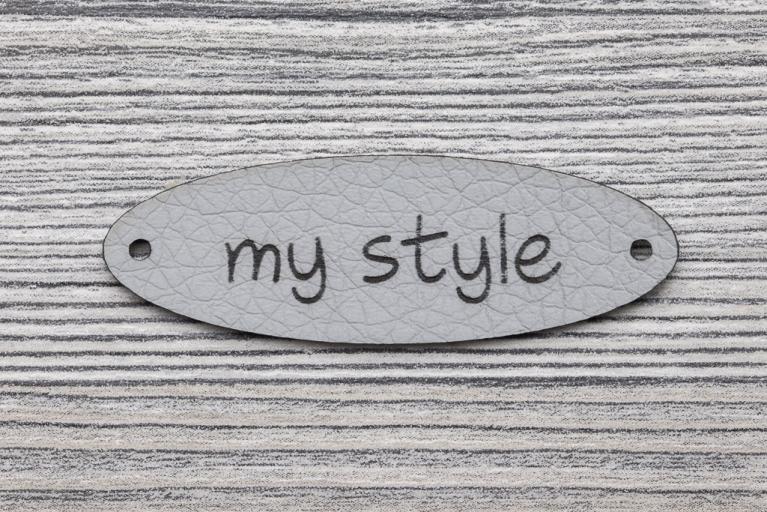 10 “my style“ kunstlederen labels, grijs (Artikel-nr. 8105)
