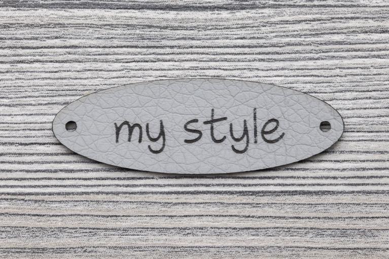 10 “my style“ kunstlederen labels, grijs (Artikel-nr. 8105)